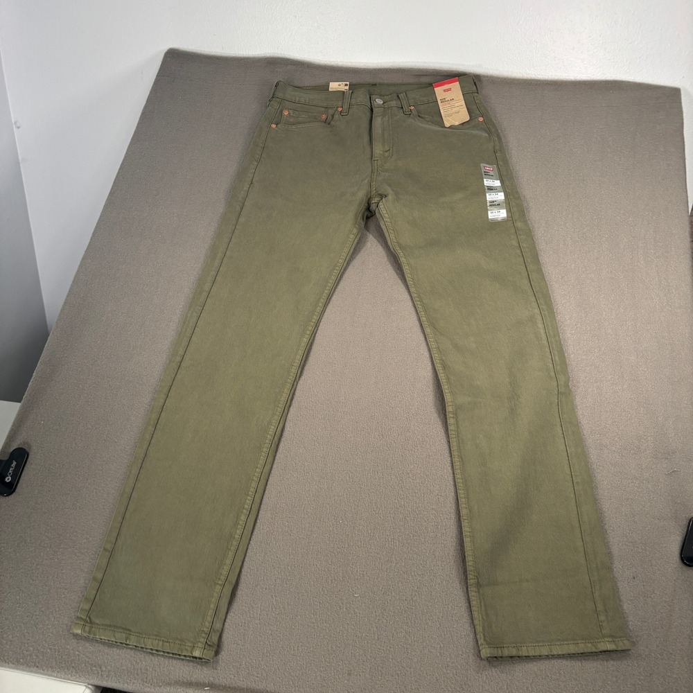 Levis 505 Regular Fit Jeans Mens Size 32x34 Olive Green Straight Leg Stretch